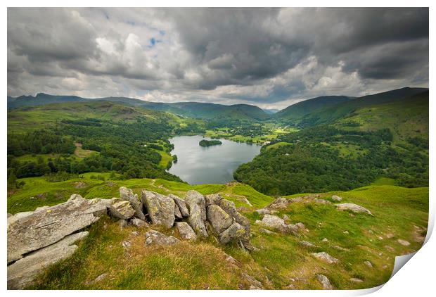 Grasmere from Loughrigg fell Print by Eddie John