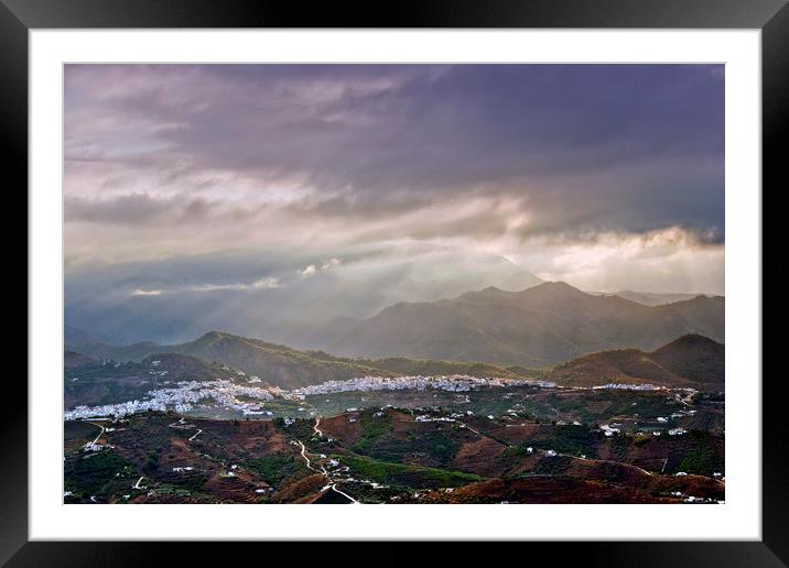Majestic Moorish Village Amidst Stormy Mountains Framed Mounted Print by Andy Evans Photos