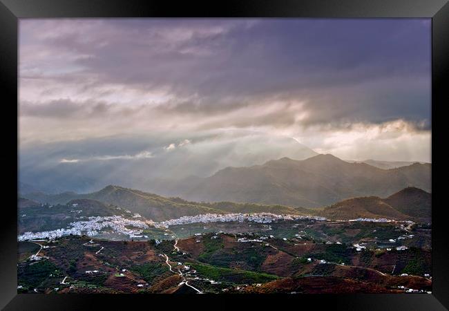 Majestic Moorish Village Amidst Stormy Mountains Framed Print by Andy Evans Photos