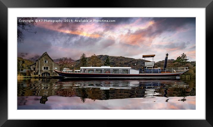 The Steam Yacht "Gondola", Pier Cottage, Coniston Framed Mounted Print by K7 Photography