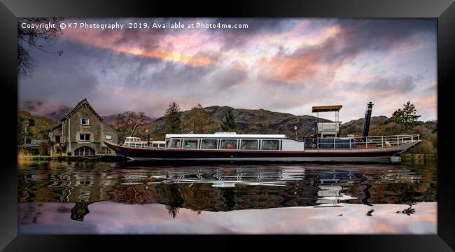 The Steam Yacht "Gondola", Pier Cottage, Coniston Framed Print by K7 Photography