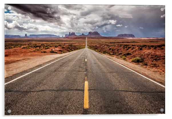The long straight road to Monument Valley, Utah Acrylic by Steven Clements LNPS