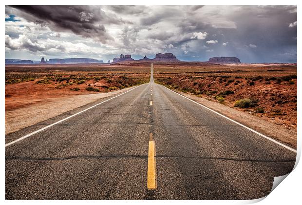 The long straight road to Monument Valley, Utah Print by Steven Clements LNPS