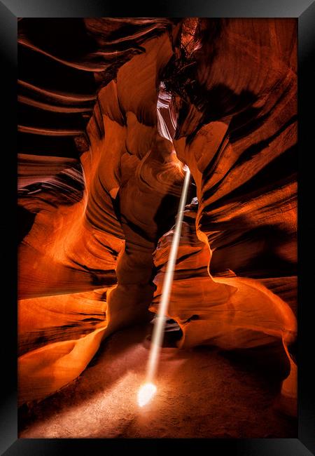 Sunbeam in Antelope Canyon, Arizona USA Framed Print by Steven Clements LNPS
