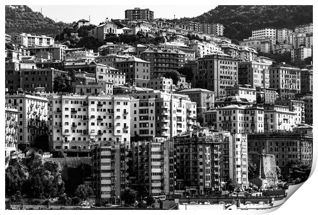 Genoa Cityscape in mono Print by Dave Denby