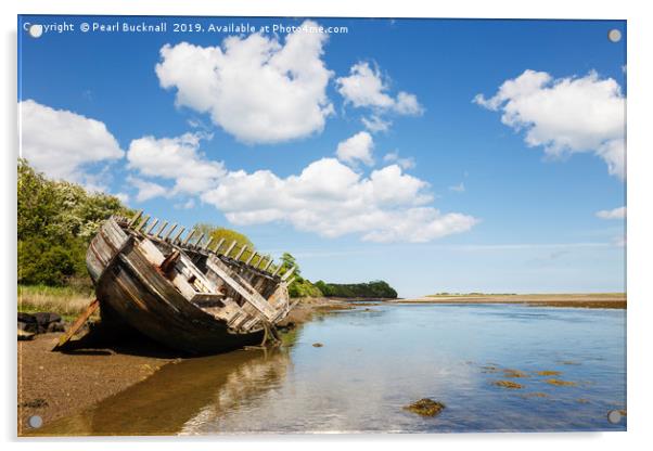 Anglesey Shipwreck Traeth Dulas Bay Acrylic by Pearl Bucknall