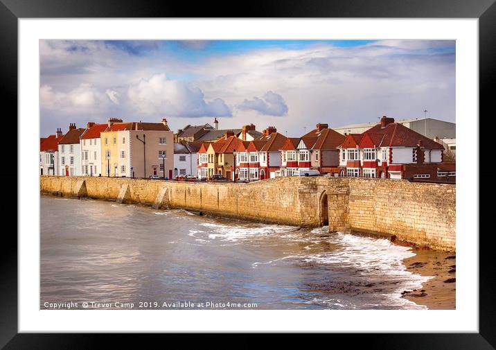 Hartlepool Town Wall - High Tide Framed Mounted Print by Trevor Camp
