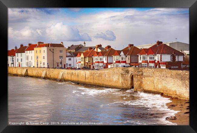 Hartlepool Town Wall - High Tide Framed Print by Trevor Camp