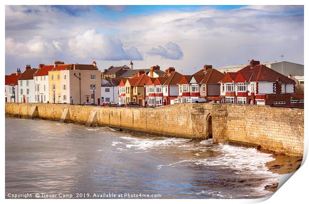 Hartlepool Town Wall - High Tide Print by Trevor Camp