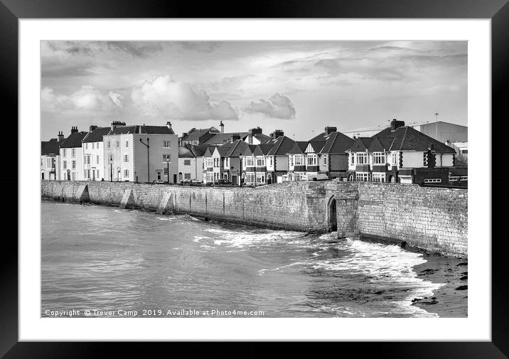 Hartlepool Town Wall - High Tide - Toned Framed Mounted Print by Trevor Camp