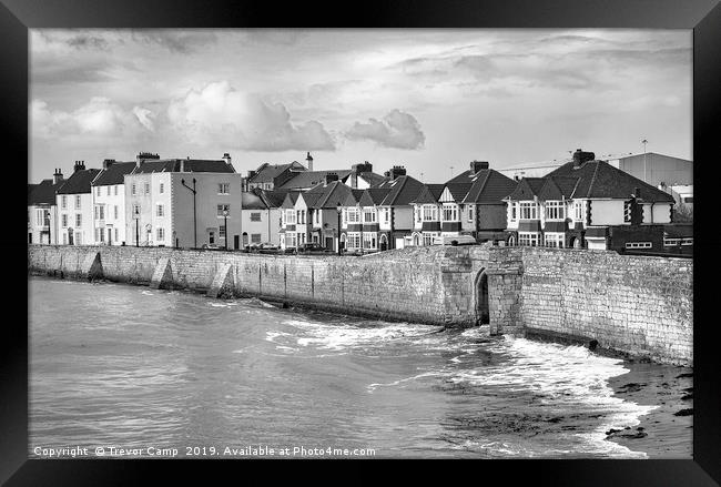 Hartlepool Town Wall - High Tide - Toned Framed Print by Trevor Camp