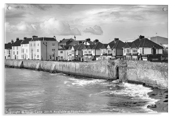 Hartlepool Town Wall - High Tide - Toned Acrylic by Trevor Camp