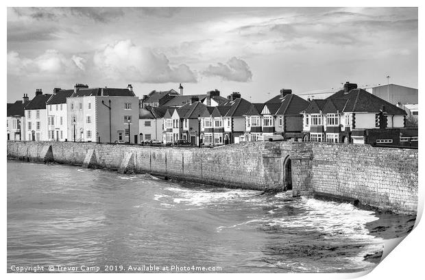 Hartlepool Town Wall - High Tide - Toned Print by Trevor Camp