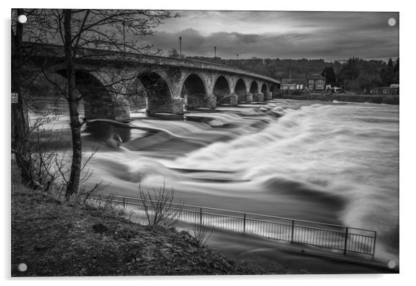 River Tyne in full Flood Acrylic by John Ellis