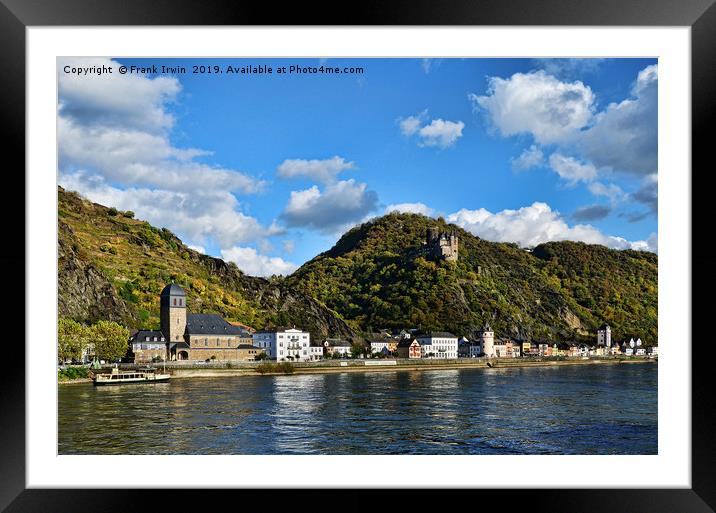 Sankt Goarshausen & Castle Katz on River Rhine Framed Mounted Print by Frank Irwin