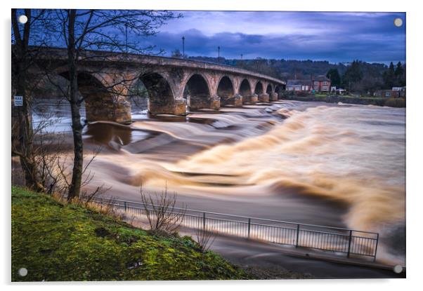 River Tyne in full Flood Acrylic by John Ellis