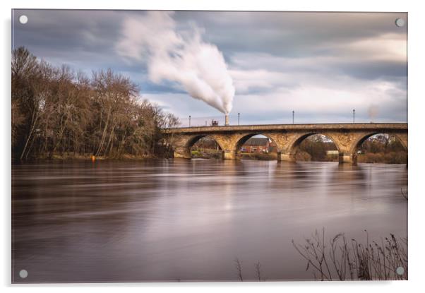 The River Tyne at Hexham Acrylic by John Ellis