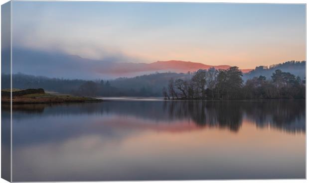 Rydal Water sunrise in the Lake District Canvas Print by Tony Keogh