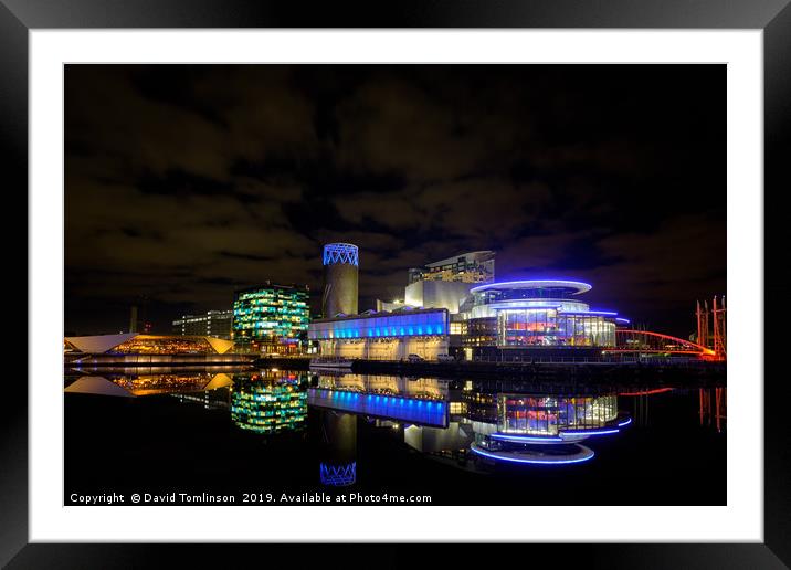 Lowery Reflections - Salford Quays Manchester  Framed Mounted Print by David Tomlinson