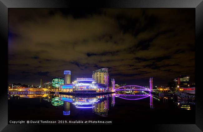 Lowery Reflections 2 - Salford Quays  Framed Print by David Tomlinson