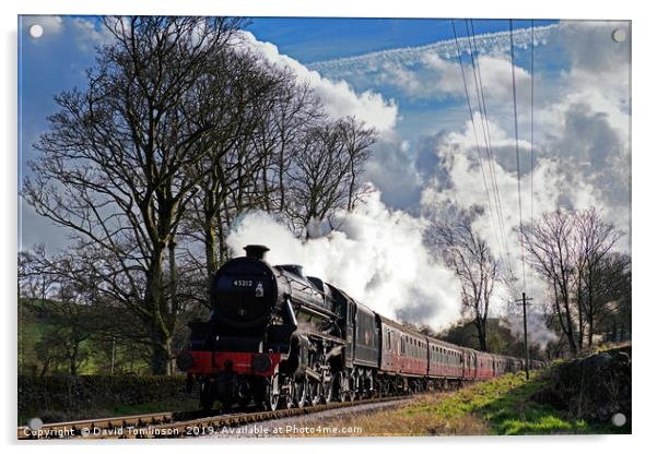 Black 5 45212 at Oxenhope  Acrylic by David Tomlinson