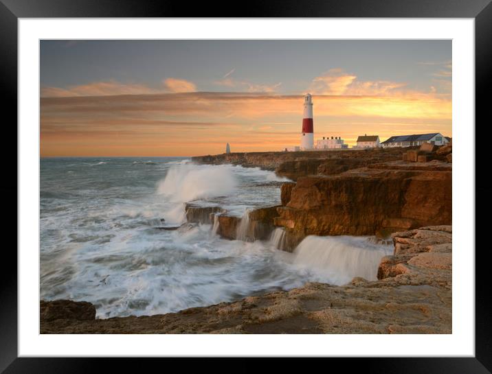 Sunset at Portland Bill Framed Mounted Print by David Neighbour