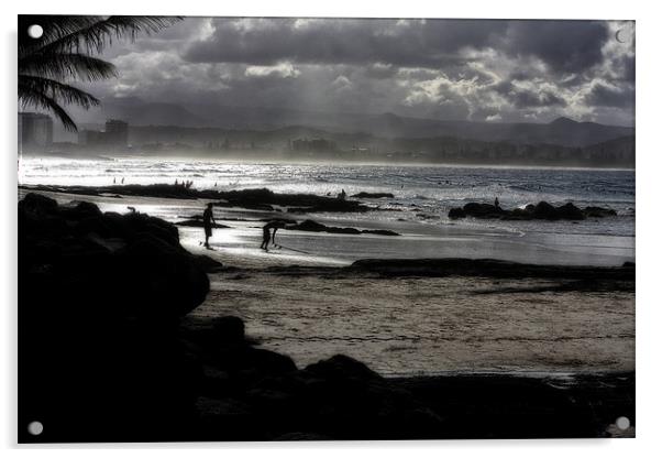 Sunset Surf Acrylic by Adrian McMillan