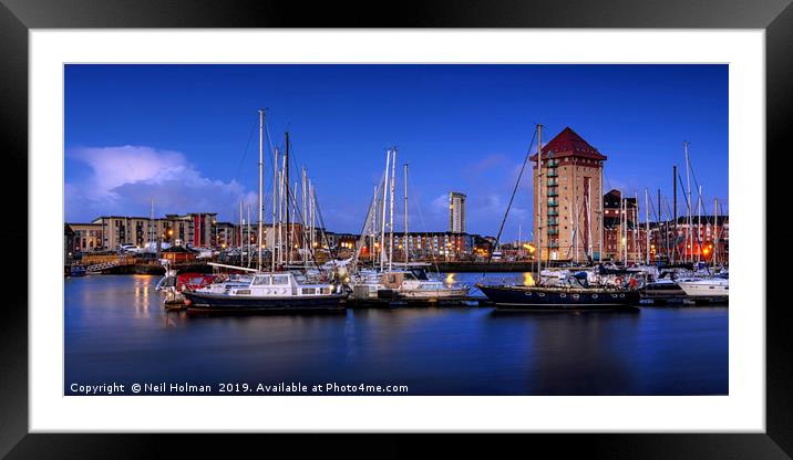 Swansea Marina Framed Mounted Print by Neil Holman