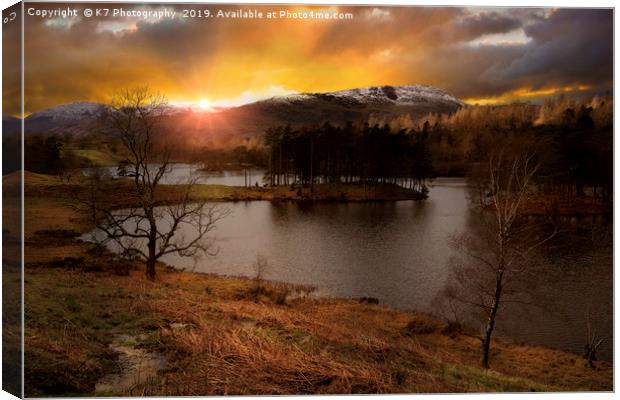 Last light at Tarn Hows in the Lake District Canvas Print by K7 Photography