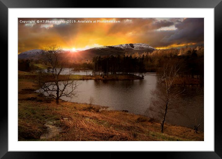 Last light at Tarn Hows in the Lake District Framed Mounted Print by K7 Photography