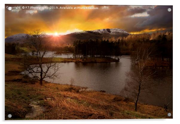Last light at Tarn Hows in the Lake District Acrylic by K7 Photography