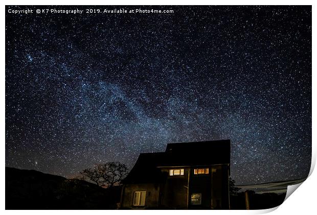 The Milky Way at Pier Cottage, Coniston. Print by K7 Photography