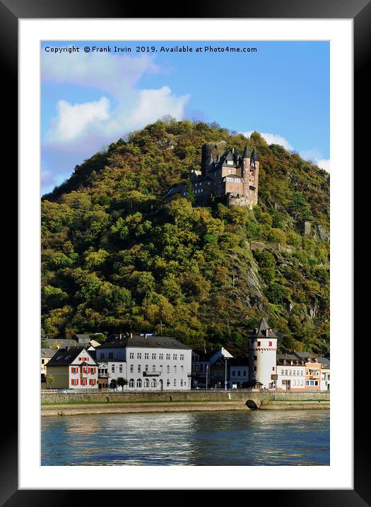 Burg Katz, River Rhine bank Framed Mounted Print by Frank Irwin