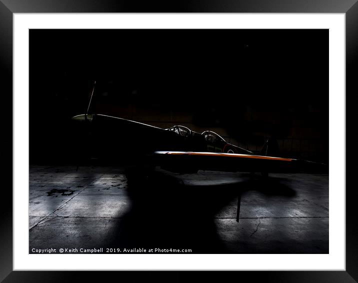 RAF Spitfire in the Hangar Framed Mounted Print by Keith Campbell