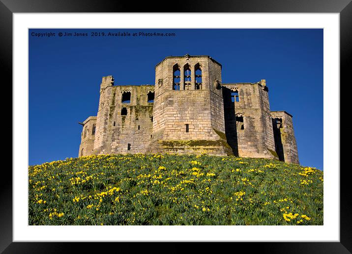 Warkworth Castle Keep in springtime Framed Mounted Print by Jim Jones