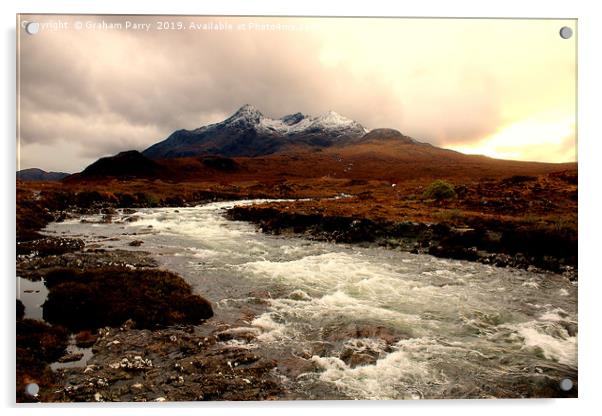 'Stormy Sligachan: Skye's Mystic Mountains' Acrylic by Graham Parry