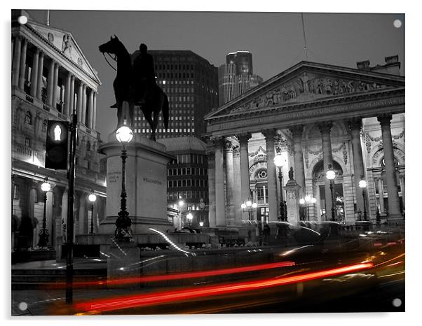 Bank of England with light trails Acrylic by Jonathan Pankhurst