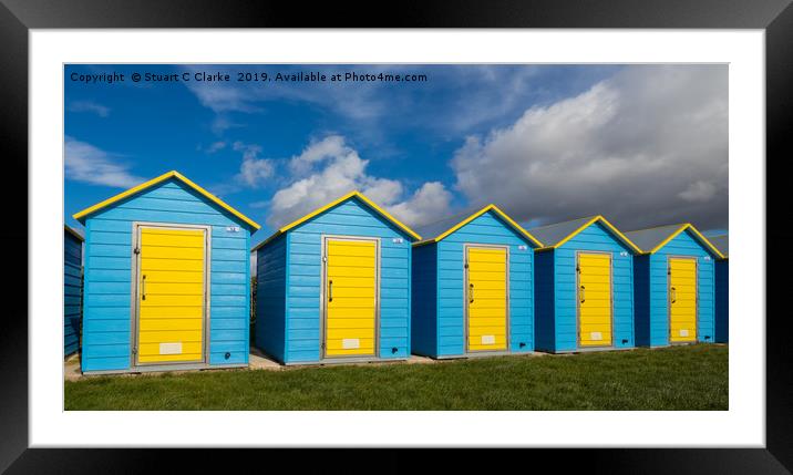 Beach Huts Framed Mounted Print by Stuart C Clarke