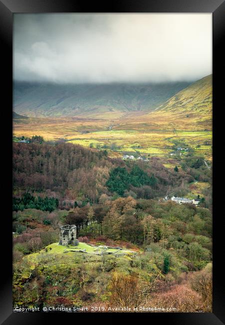 Dolbadarn Castle - A view from above Framed Print by Christine Smart