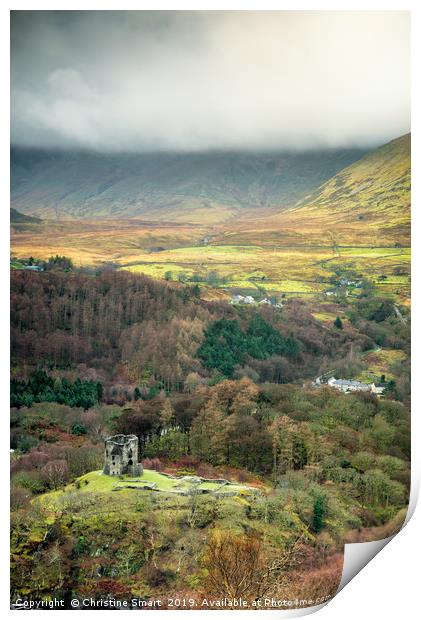 Dolbadarn Castle - A view from above Print by Christine Smart