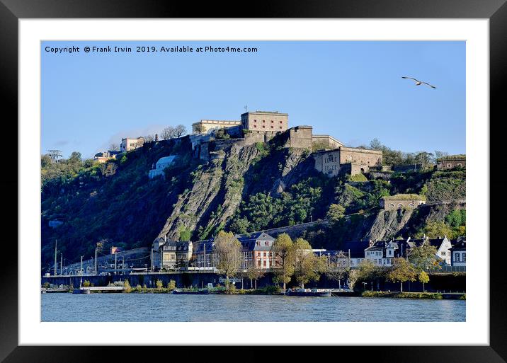 Koblenz, Ehrenbreitstein Fortress on River Rhine Framed Mounted Print by Frank Irwin