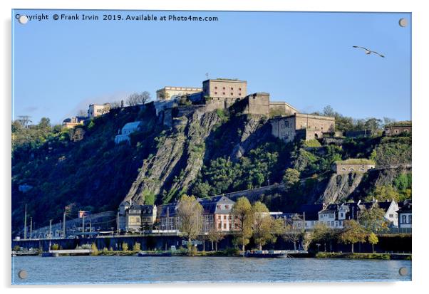 Koblenz, Ehrenbreitstein Fortress on River Rhine Acrylic by Frank Irwin