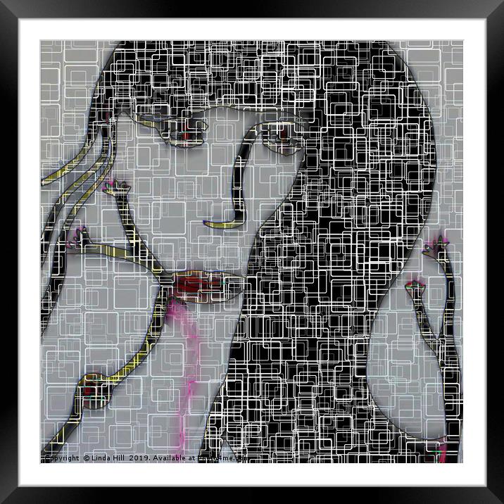 Techno Woman Framed Mounted Print by Linda Hill
