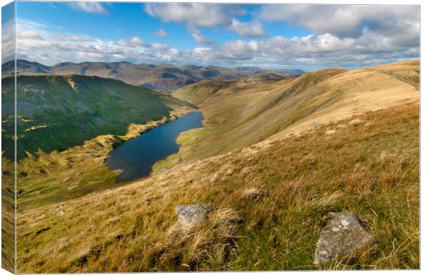 Hayeswater from high street Lake district Canvas Print by Eddie John
