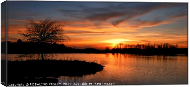 "Sunset across the lake" Canvas Print by ROS RIDLEY