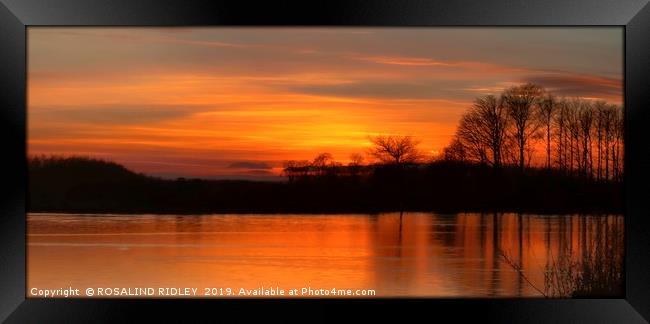 Sunset reflections across the lake Framed Print by ROS RIDLEY