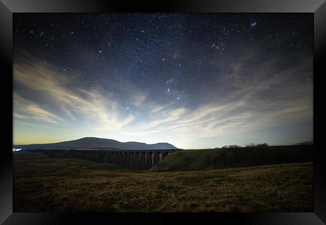 Ribblehead Viaduct, Ingleborough and Orion Framed Print by Pete Collins