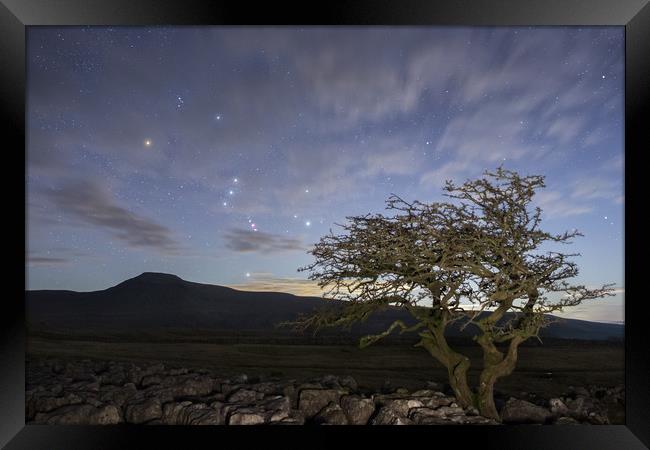 Orion rising over Ingleborough Framed Print by Pete Collins
