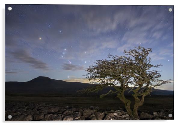 Orion rising over Ingleborough Acrylic by Pete Collins
