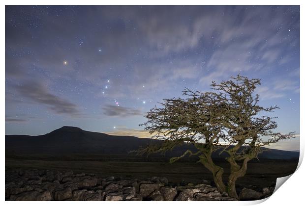 Orion rising over Ingleborough Print by Pete Collins